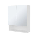 White Medicine Cabinet with Mirrored Doors and Open Storage B062P290240