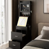 Small Vanity Desk with Mirror and LED Lights, Makeup Table with Charging Station and Storage Shelves 85611937