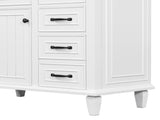 36 Inch Bathroom Vanity with Ceramic Sink Top, Solid Wood Frame, MDF & Poplar Cabinet, Flip Drawers, N725P336554K