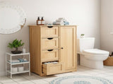 Wood-Grain Bathroom Storage Cabinet, 4 Drawers and 1 Door MDF Cabinet, Compact Moisture-Resistant 97227686