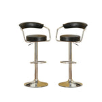 ZUN Set of 2 Black Faux Leather Bar Stools SR011559