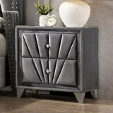 Gorgeous Gray Fabric Fully Upholstered Nightstand 1pc Bedroom Furniture Chrome Legs Bedside Table B2741P320906