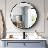 36 Inch Black Metal Framed Round Bathrrom Mirror for Wall. W2203P303274