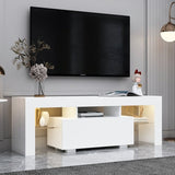 ZUN Entertainment TV Stand, Large TV Stand TV Base Stand with LED Light TV Cabinet. W33115869