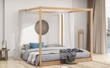 King Size Canopy Platform Bed with Support Legs, Natural WF309290AAM