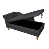 Black Chaise Lounge Indoor,Velvet Lounge Chair for Bedroom with Storage & Pillow,Modern Upholstered W1170100898