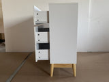 Nordic Style 3-Drawer Storage Cabinet, Modern White Chest of Drawers with Rose Gold Handles & Solid W808P390786