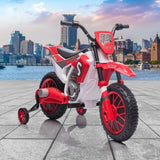 ZUN 12V Kids Ride on Toy Motorcycle, Electric Motor Toy Bike with Training Wheels for Kids 3-6, Red W2181137972