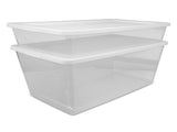 (2 pack) 41 Quart Medium Storage Bin, Clear Plastic Underbed Storage Container with Snap-On Lid, 98783033