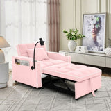 Convertible Sleeper Chair Sofa Adjustable Pull Out Sleeper Chair Multi-Pockets Folding Sofa W2353P268319