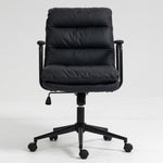 ZUN Office Chair,Mid Back Home Office Desk Task Chair with Wheels and Arms Ergonomic PU Leather Computer W1143133924