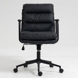 ZUN Office Chair,Mid Back Home Office Desk Task Chair with Wheels and Arms Ergonomic PU Leather Computer W1143133924