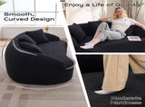 LY-049S Curved Modern Boneless Sofa Loveseat, Backrest Upgrade, 2-Seater Black Chenille Compression W2231P402442