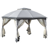 ZUN 10' x 12' Outdoor Gazebo, Patio Gazebo Canopy Shelter w/ Double Vented Roof, Zippered Mesh W2225142547