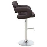 ZUN Brown and Chrome Adjustable Bar Stool B062P153486