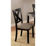 ZUN Brushed Black Solid wood 5pc Dining Set Table And 4x Chairs Brown Fabric Cushions Seats X-Cross Back B011P214984