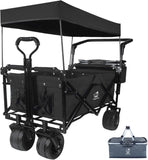 Collapsible Wagon cart with Removable Canopy, Large All Terrain Wheels, Brake, Adjustable 97222851