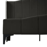 ZUN Queen Size PU Leather Upholstered Platform Bed, Headboard with Wingback and Metal Bar Accents, No 39917722