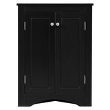 Black Triangle Bathroom Storage Cabinet with Adjustable Shelves, Freestanding Floor Cabinet for Home WF291467AAB