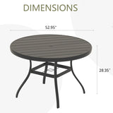 Outdoor Round Patio Dining Table for 6-7, All Weather Metal Dining Table with Umbrella Hole for Deck W213P335135
