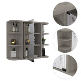 Milan Medicine Cabinet, Six External Shelves Mirror, Three Internal Shelves -Light Gray B20091957