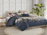 8 Piece Cotton Comforter Set Navy Queen B035128842