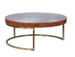 ZUN Aluminum and Cocoa Drum Coffee Table B062P209119