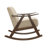 Modern Home Furniture 1pc Rocking Chair Light Brown Fabric Upholstered Dark Walnut Finish Wood B011P255255