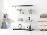 Two-door Glass Display Cabinet 3 Shelves with Door, Floor Standing Curio Bookshelf for Living Room W1806104445