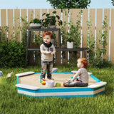 Blue Kids Sandbox with 4 Corner Seats,52" x 52" x 6" 76812357