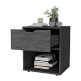 FM FURNITURE Elliott Nightstand with Elegant Drawer and Open Shelf, Ligth Gray B128P321065