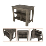 Kitchen Island Dozza, Three Shelves, Dark Brown Finish B092122908