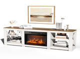 70-inch washable white cabinet brown countertop double-sided cross-fireplace cabinet 87182272