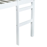 Full Rubber Wood Loft Bed with Ladder,White W504P283526