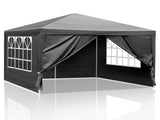 1010ft Black Outdoor Canopy Gazebo with 4 Removable Side Panels, 2 Zipper Doors 39512955