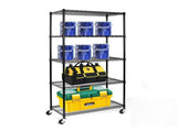 5-Tier NSF-Certified Steel Wire Shelving with Wheels Black 47544310