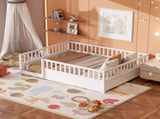 Queen Montessori Floor Bed with Safety Guardrails, Low Profile Wood Platform Bed Frame for Kids & W1858P475434