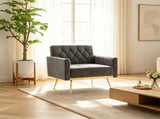 Gray Modern Tufted Velvet Accent Chair, Ergonomic Wide Seat Single Sofa Chair with Padded Armrests, 79130353