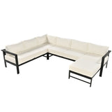 ZUN U-shaped multi-person outdoor sofa set, suitable for gardens, backyards, and balconies. 35944184