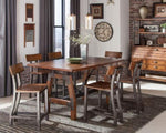 ZUN Rustic Brown and Gunmetal Finish Wooden Counter Height Chairs 2pc Set Industrial Design Dining B01163350