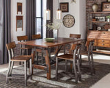 Rustic Brown and Gunmetal Finish Wooden Counter Height Chairs 2pc Set Industrial Design Dining B01163350