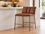 26" Counter Stool - Brown Upholstered Seat, Brass Metal Frame, 26 in. B2751P617763