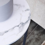 Modern Side Table with Faux Marble MDF Top For Any Small Space 91070094