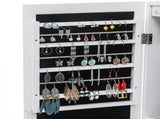 Non Full Mirror Wooden Wall Mounted 4-Layer Shelf 6 Drawers 8 Blue LED Light Jewelry Storage Mirror 29202474
