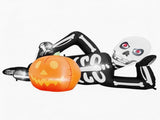 7ft Inflatable Halloween Decor with Lying Skeleton, 7 Built-in LED Lights, Black & White, 12V 1250mA 90127940