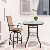 31 Inch Patio Bar Table, Square Outdoor Bar Height Bistro Table with Tempered Glass Tabletop & 11674267