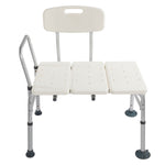 ZUN Medical Bathroom Safety Shower Tub Aluminium Alloy Bath Chair Transfer Bench with Wide Seat White 01598497