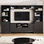 ZUN 4-Piece Entertainment Wall Unit with 13 shelves,8 Drawers and 2 Cabinets, Multifunctional TV Stand 52776988