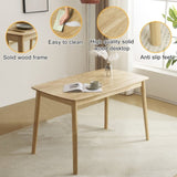 Disassembly rubber wood soft package wood color dining table and chair set 1 table 4 chair beige 26149920