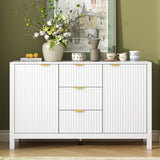U_STYLE Sideboard with Wave Design - 3 Adjustable Shelves, 3 Drawers & Soft-Close Doors, Storage N711P269066K